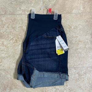 Denim maternity shorts